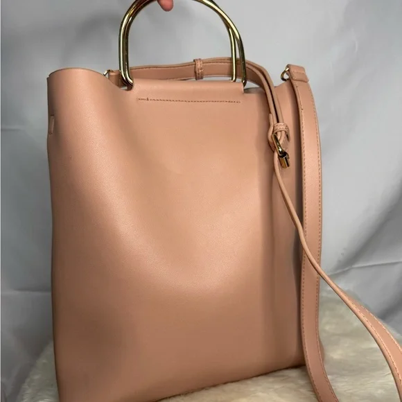 Pink and Gold Tote Bag Minimalist Design and Crossbody Strap - Like new! - Picture 1 of 9